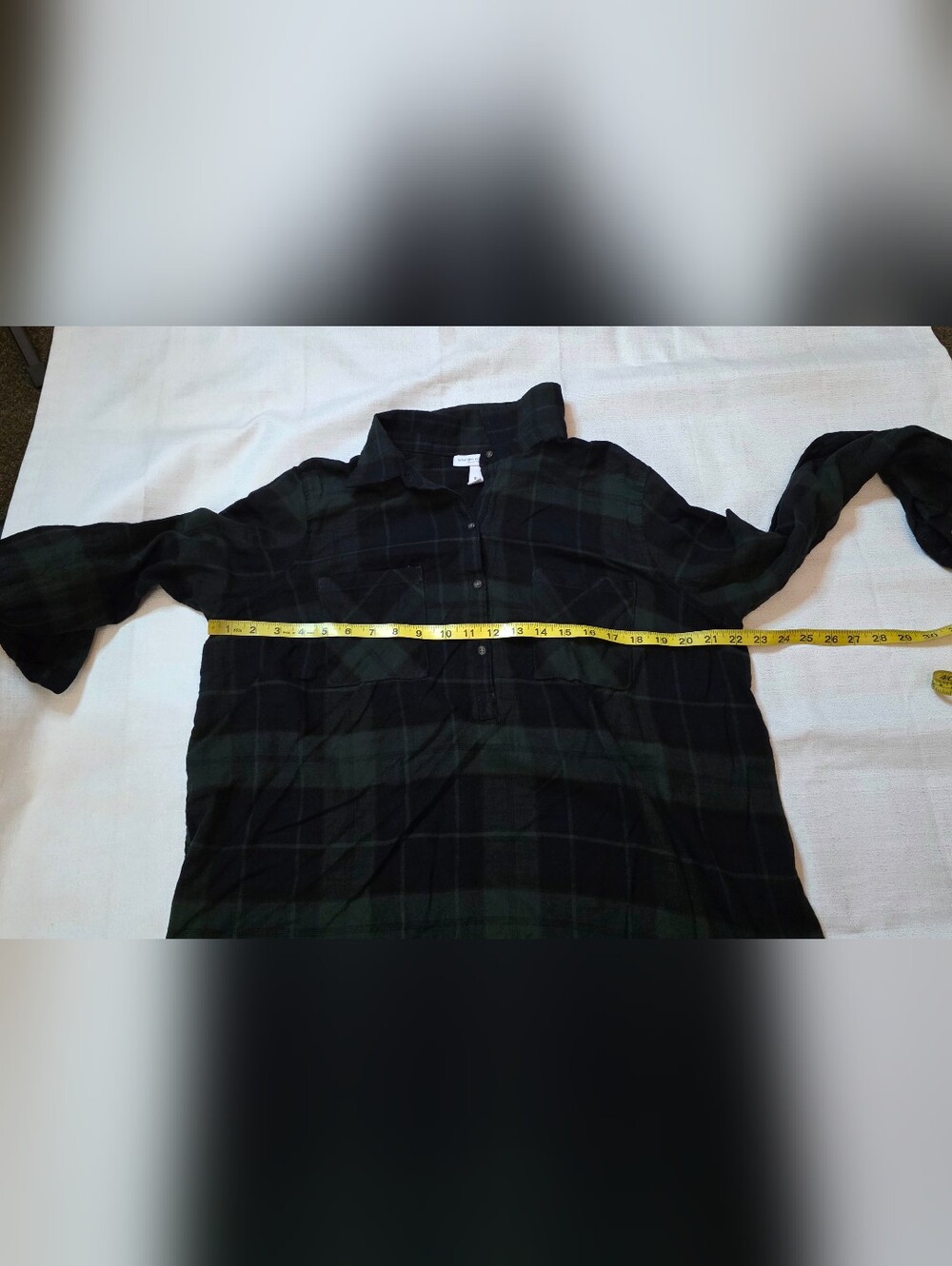 Liz Lange Maternity Green Navy Plaid Flannel Boyfriend Tunic Size XL - Picture 4 of 11